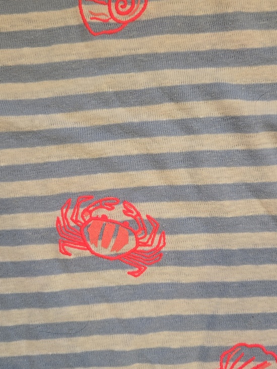 Talbot's Blue/White Striped Beach Theme Linen Blend Tee - Picture 4 of 6